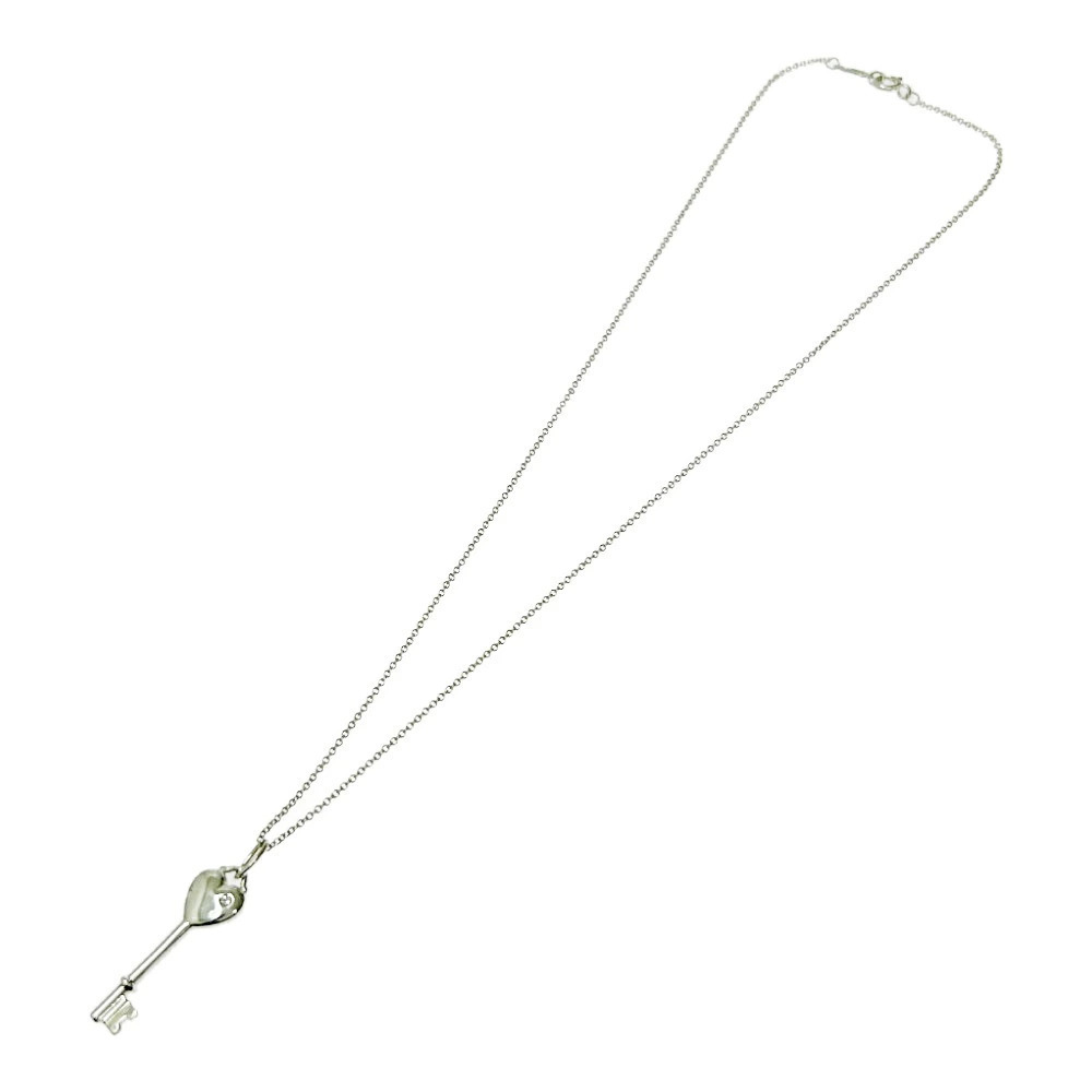 TIFFANYCo Tiffany Silver Diamond Heart Key Necklace Silver